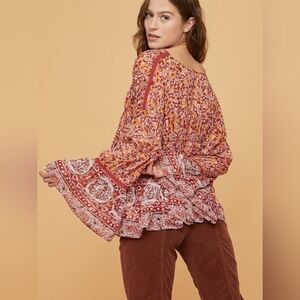 Free People Lorraine Tiered Tie Front Kimono